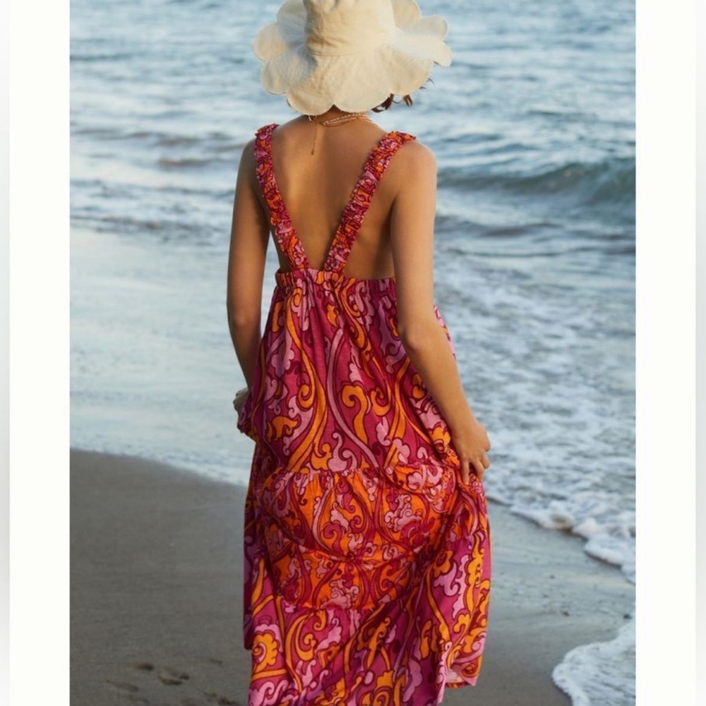 Anthropologie Maeve Eviana Shirred Maxi Dress - Picture 3 of 6